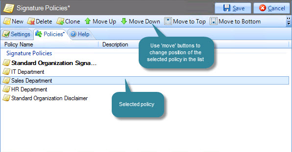 Change sequence of policies