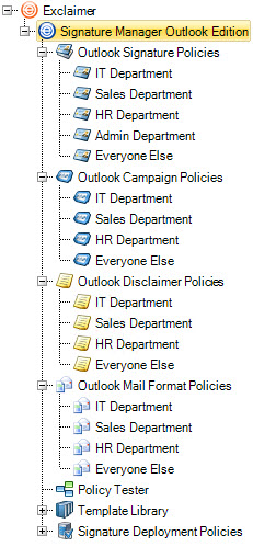 Policies in tree view