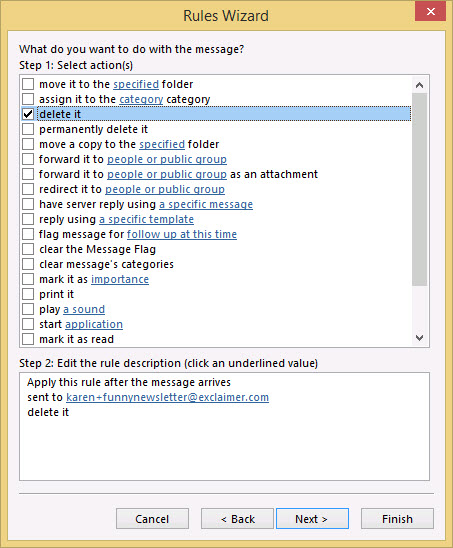 Define Outlook rule - 5