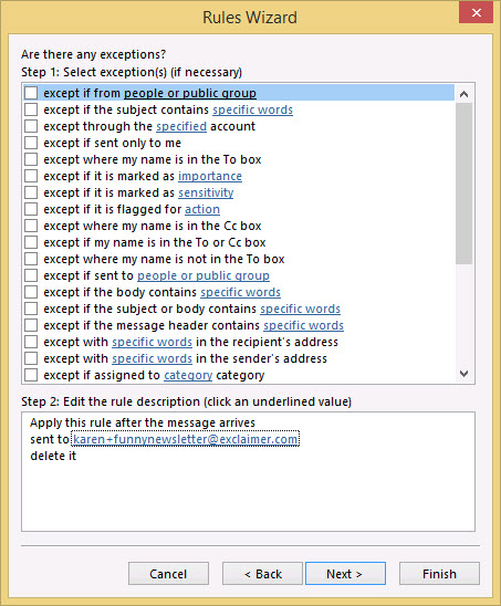 Define Outlook rule - 6