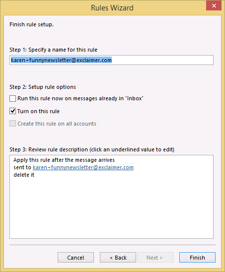 Define Outlook rule - 7
