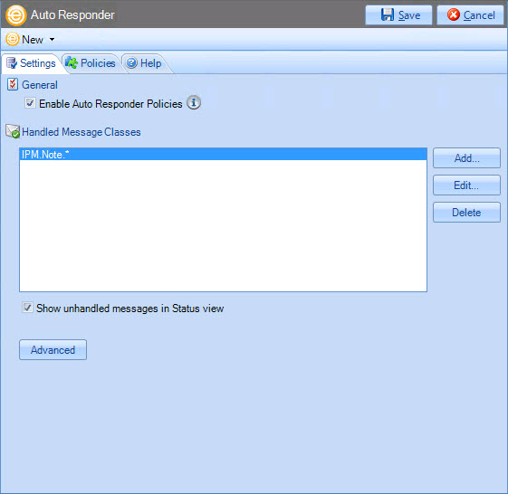 Auto Responder settings