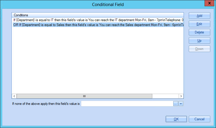 Conditional field window