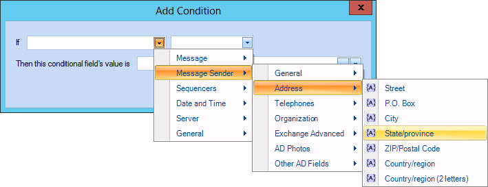 Add condition - state/province