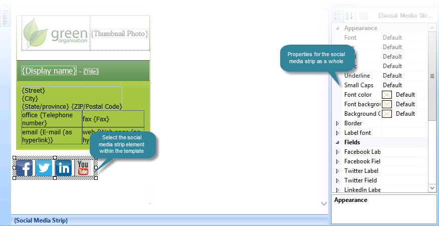 Customizing the social media strip