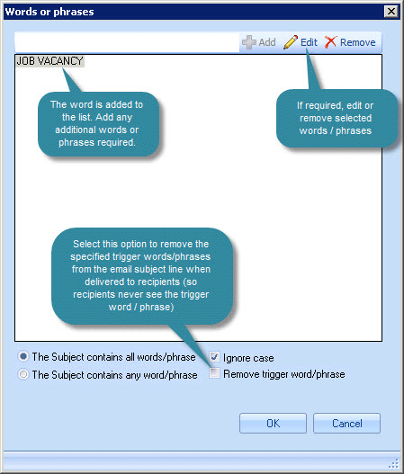 Using subject line trigger words