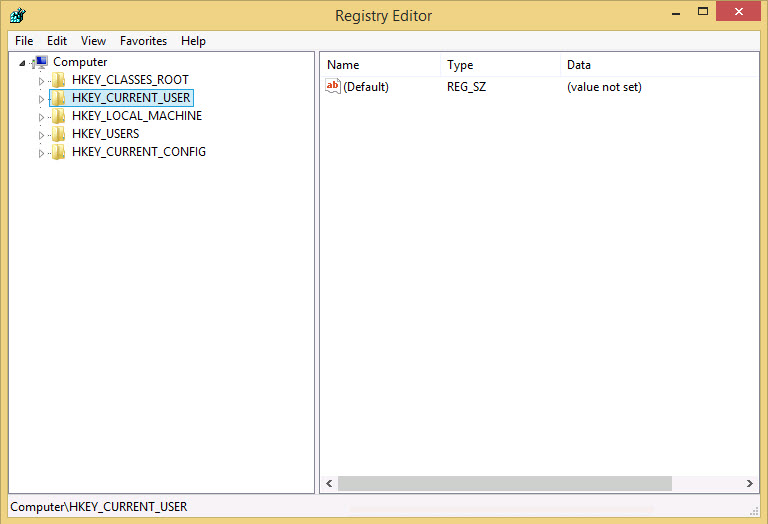 The registry editor