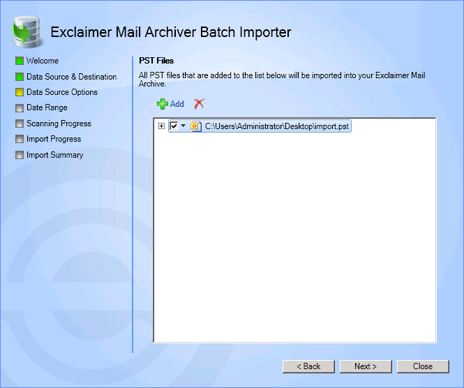 Batch Import Wizard - Import PST - Expand Folder Structure
