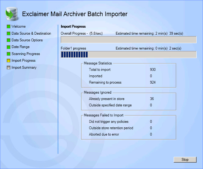 Batch Import Progress