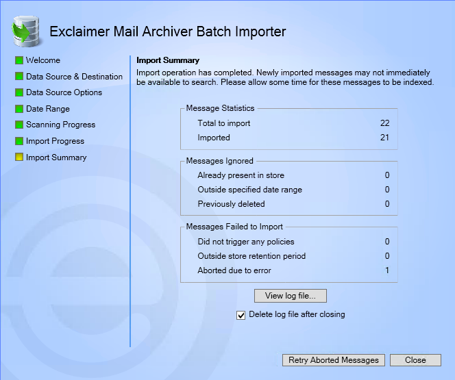 Batch Import Summary