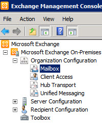 Microsoft Exchange > Organization Configuration > Mailbox