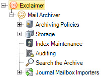 The Exclaimer Console Tree