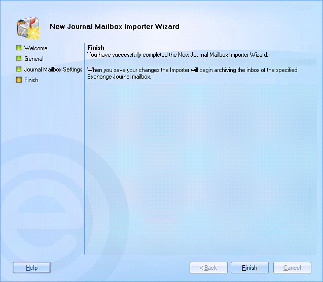 New Journal Mailbox Wizard - Finish