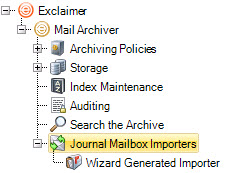 Journal Mailbox Importers - Console Tree
