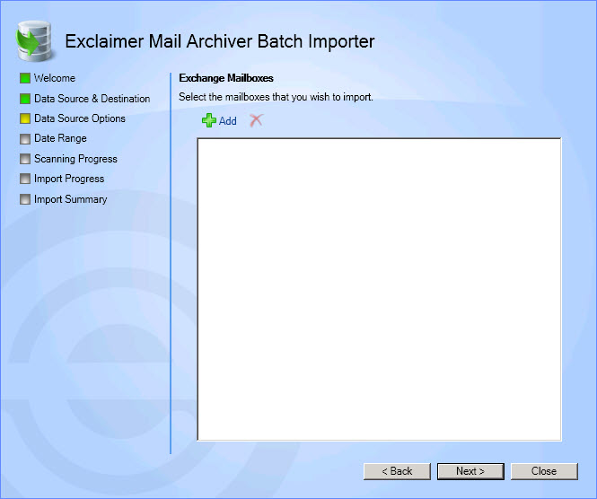Batch Import Wizard - Import Mailbox - Add Mailbox