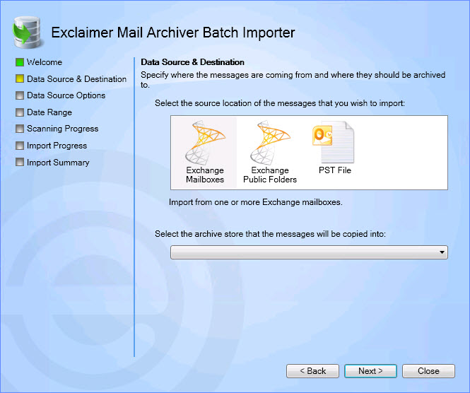 Batch Import Wizard - Import Mailbox - Data Source
