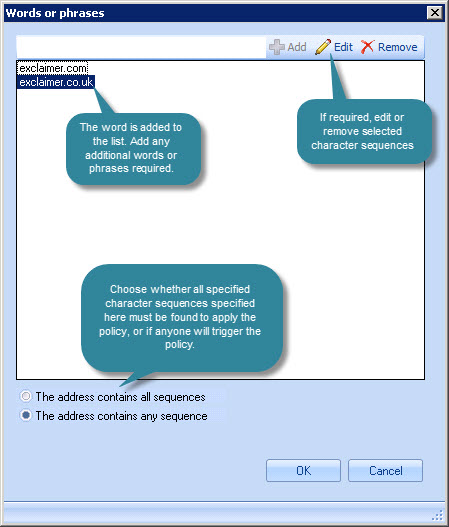 The Sender Address Contains Specific Character Sequences