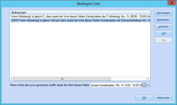 Fenster Bedingtes Feld