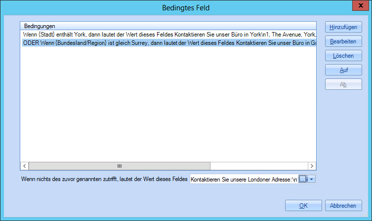 Fenster Bedingtes Feld
