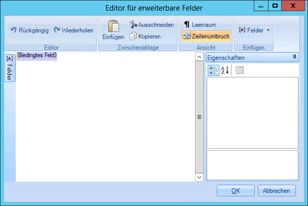 Editor für erweiterbare Felder