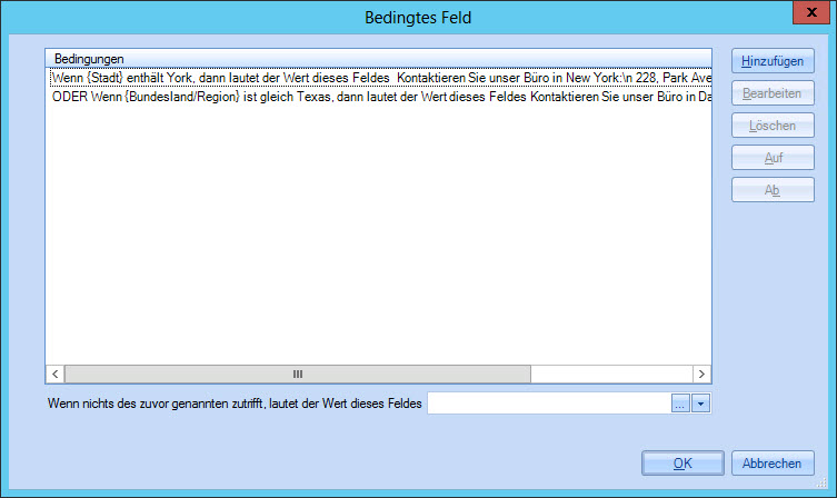 Fenster Bedingtes Feld