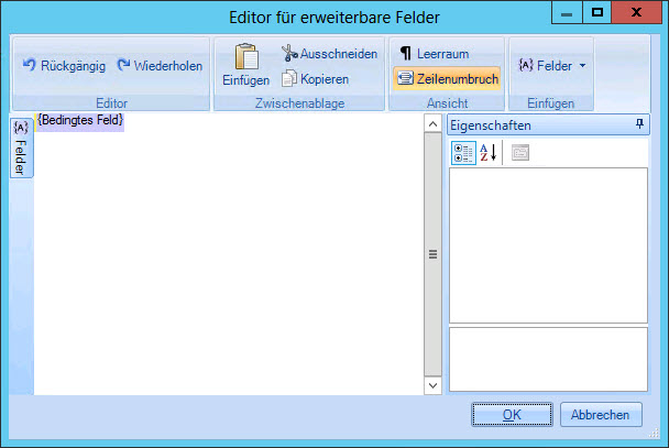 Editor für erweiterbare Felder