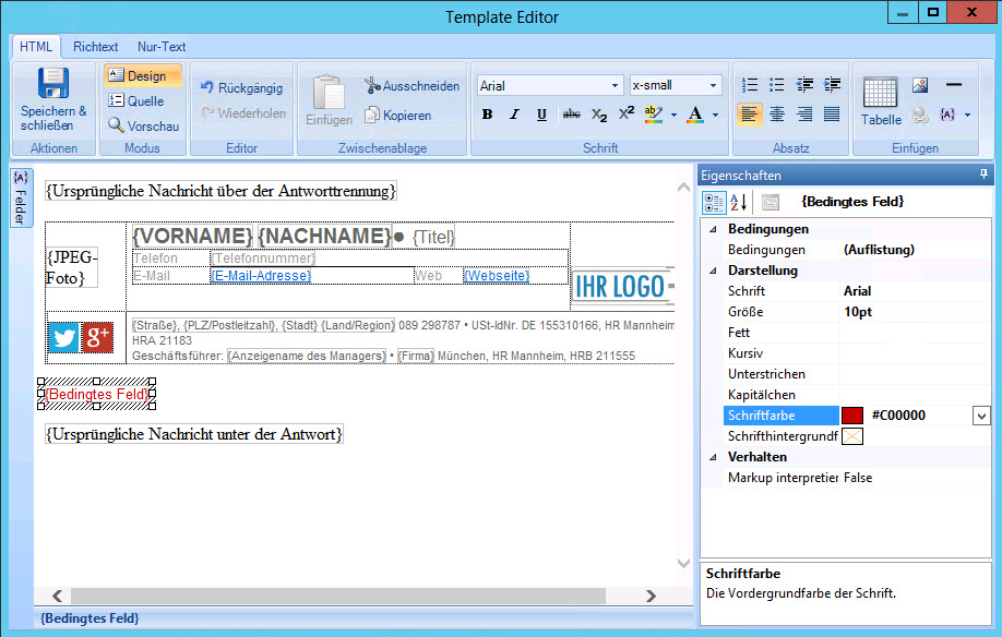 Vorlageneditor