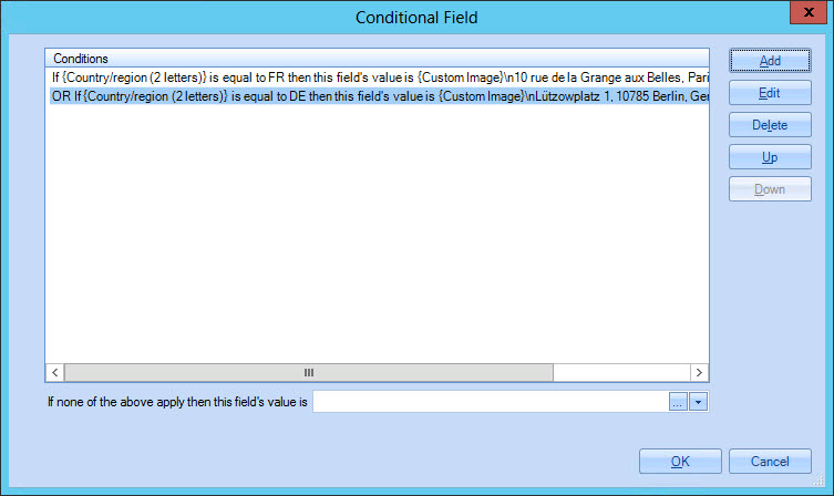 Conditional field window