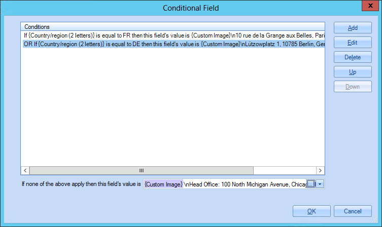 Conditional field window