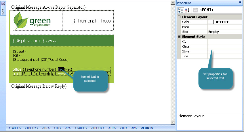 Text properties