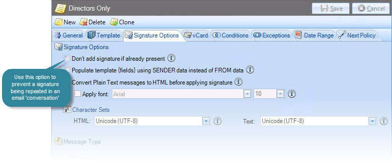 Do not add signature if already present option