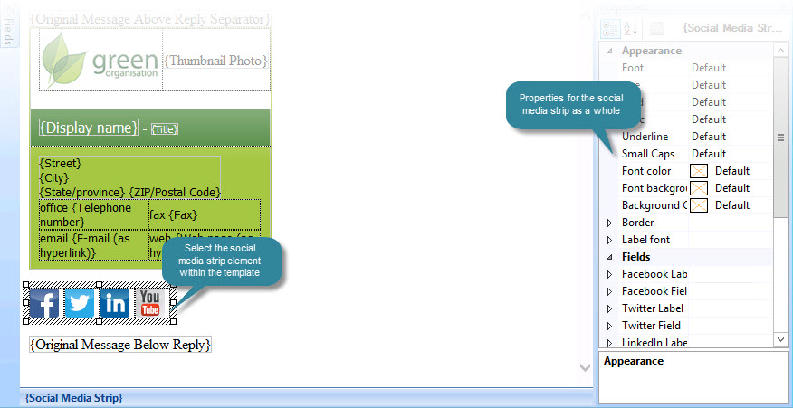 Customizing the social media strip