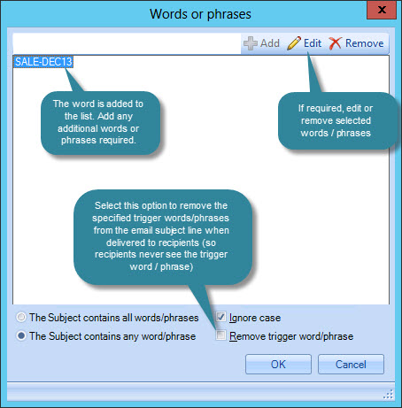 Edit or remove words and phrases