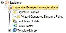 Signature Manager Exchange Edition selected in console tree