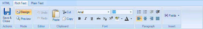 The Rich Text toolbar