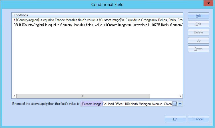 Conditional field window