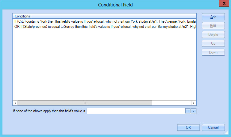 Conditional field window