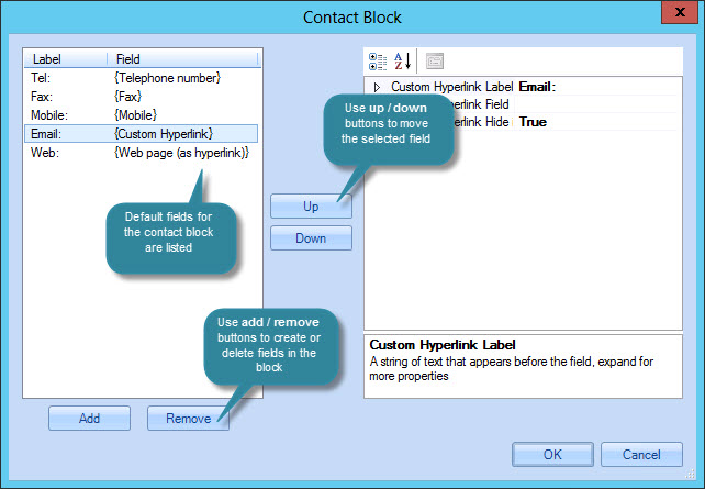 Contact block options