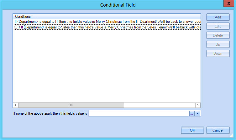 Conditional field window