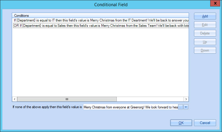 Conditional field window