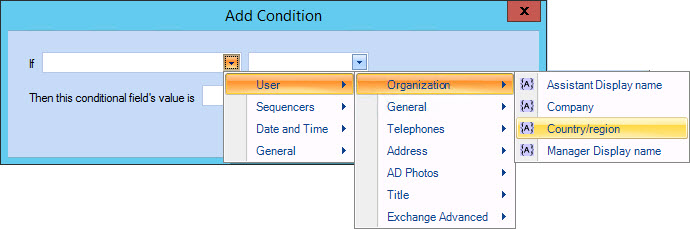 Add condition - country/region