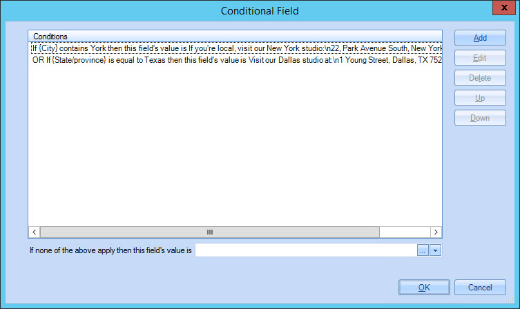 Conditional field window