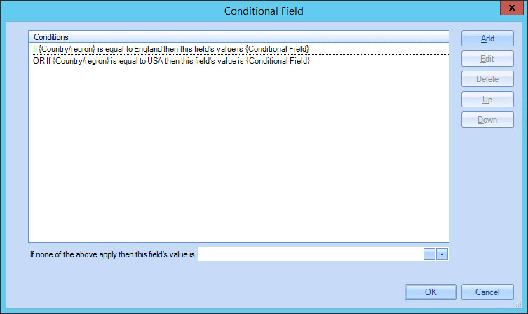 Conditional field window