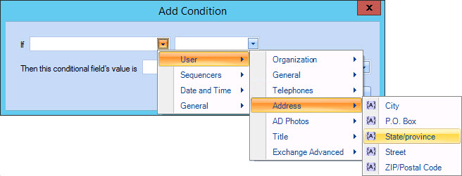 Add condition - state/province