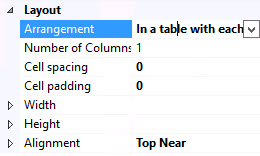 In a table with each label and field in the same cell - properties