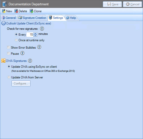 Signature deployment policy settings