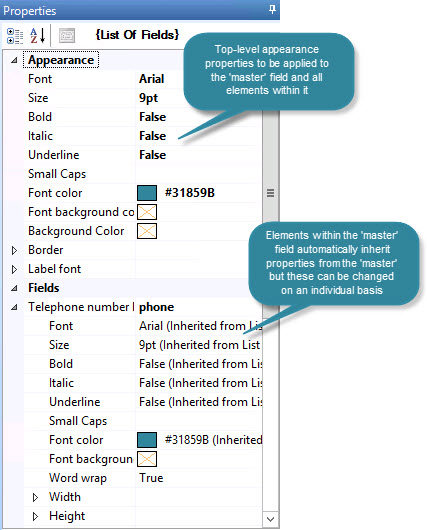 Inherited properties example 1