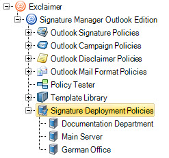 Signature deployment policies in console tree