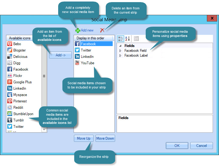 Social media strip window