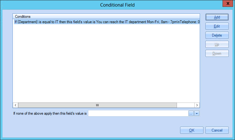 Conditional field window